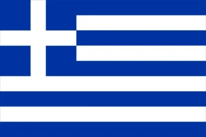 Flag of Greece with blue and white stripes and a white cross on a blue square - biochemazone