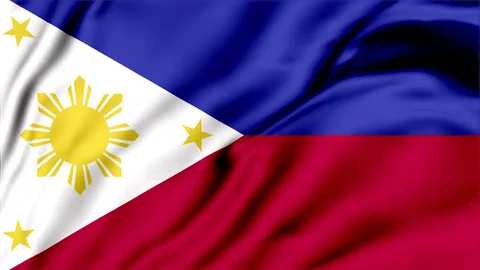 Flag of the Philippines with blue and red stripes and a white triangle with a golden sun and stars - biochemazone