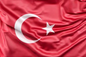 Flag of Turkey with a white crescent and star on a red background - biochemazone