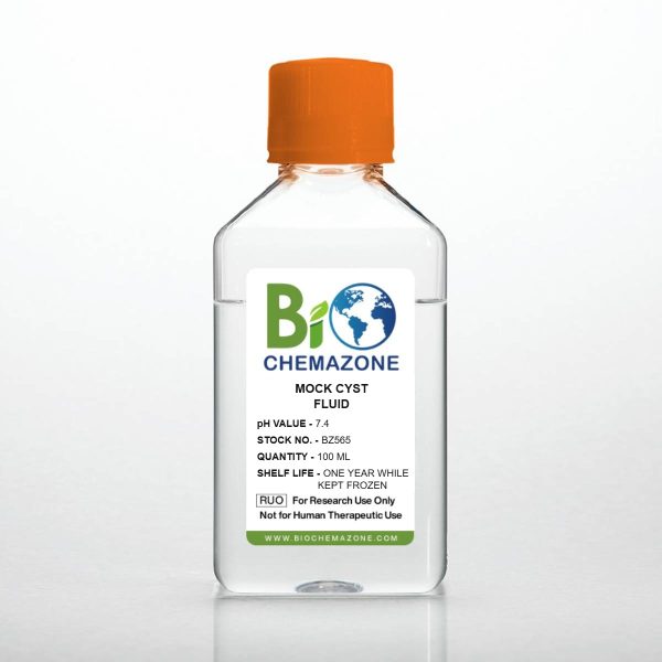 Home 14 Mock Cyst Fluid BZ565 ā BioChemazone simulated cyst aspirate (pH 7.4), 100 mL bottle