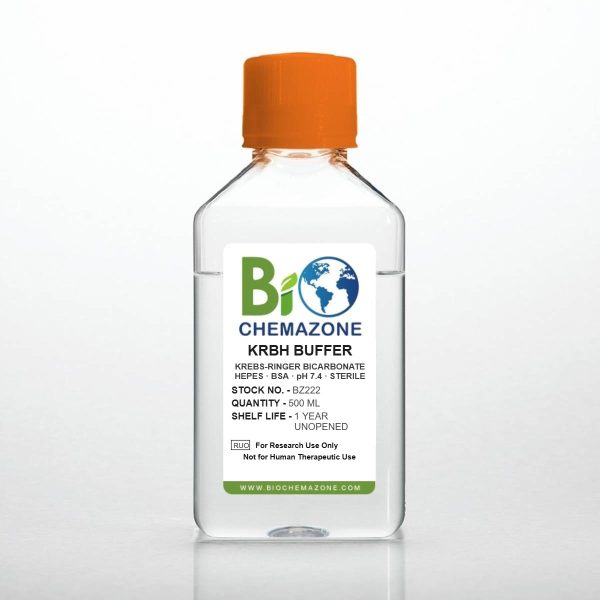 KRBH buffer, Krebs-Ringer bicarbonate HEPES buffer with BSA pH 7.4, BZ222 – BioChemazone 500 mL bottle