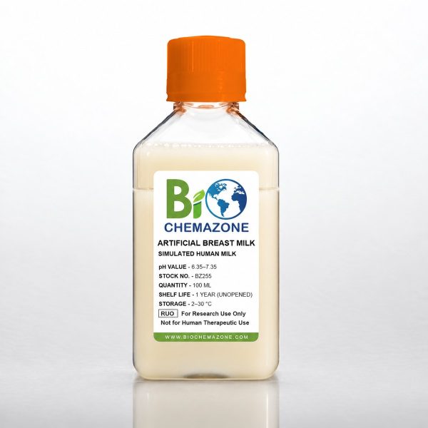 Artificial Breast Milk BZ255 – BioChemazone simulated human milk pH 6.35–7.35, 100 mL bottle