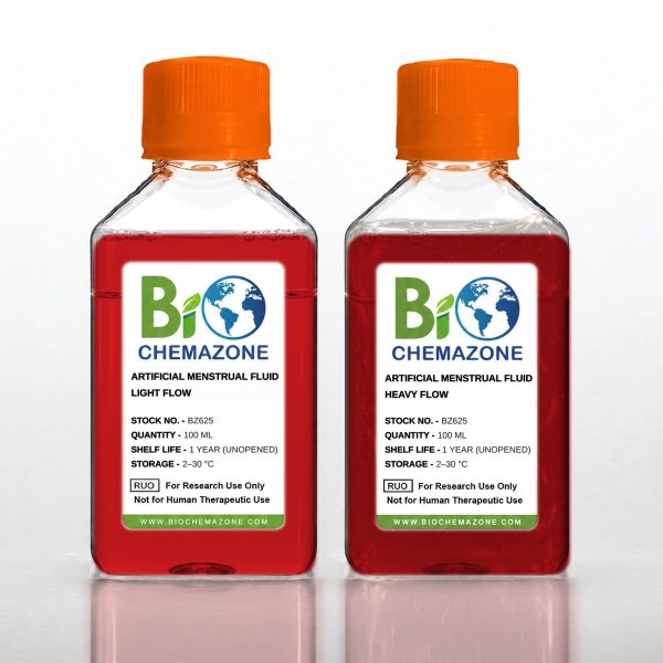 Artificial Menstrual Fluid Viscosity Grades BZ625 – BioChemazone light and heavy flow menstrual simulants, 2 bottles