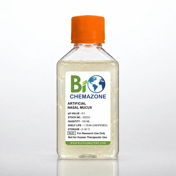 Artificial Nasal Mucus BZ253 – BioChemazone simulated nasal mucus fluid pH 6.5, 100 mL bottle