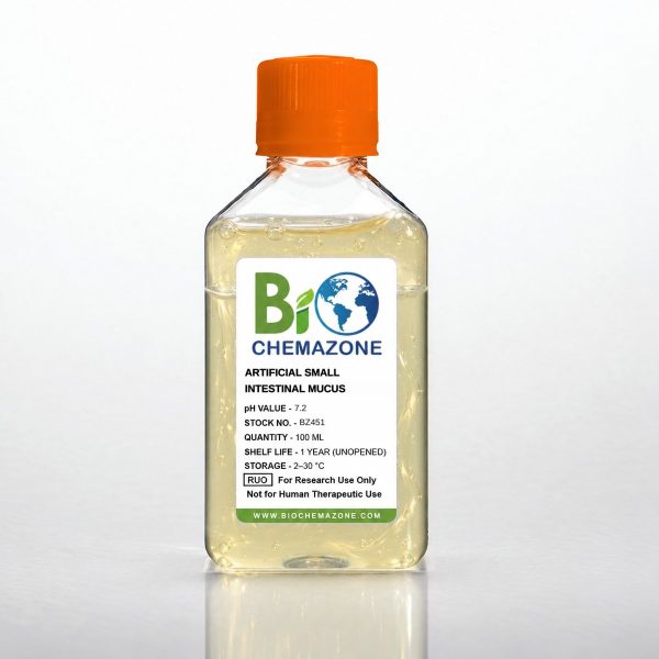 Artificial Human Small Intestinal Mucus BZ451 – BioChemazone synthetic small intestinal mucus pH 7.2, 100 mL bottle