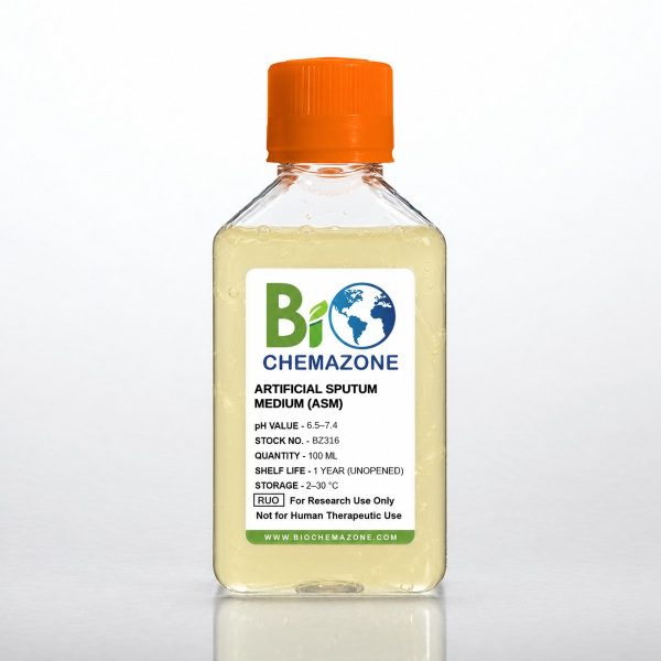 Artificial Sputum Medium (ASM) BZ316 – BioChemazone simulated sputum medium pH 6.5–7.4, 100 mL bottle