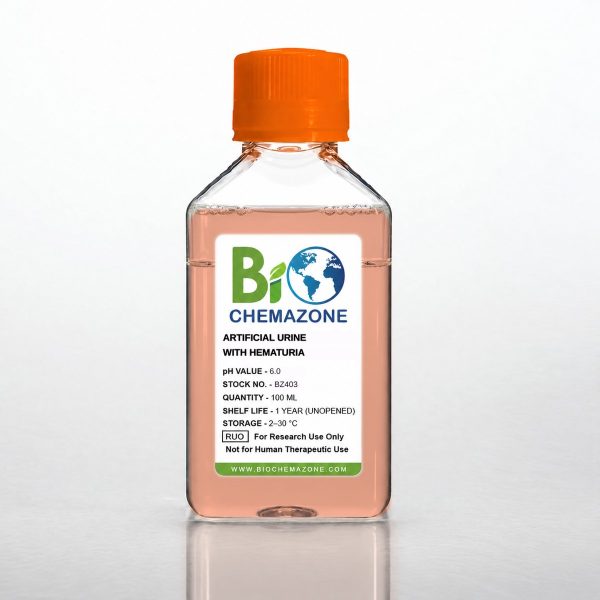 Artificial Urine with Hematuria BZ403 – BioChemazone simulated urine with blood pH 6.0, 100 mL bottle