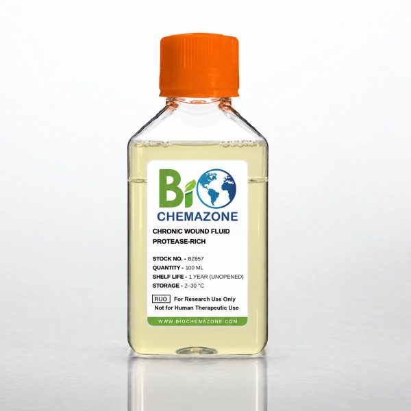Chronic Wound Fluid Protease-Rich BZ657 – BioChemazone simulated chronic wound exudate for dressing research, 100 mL bottle