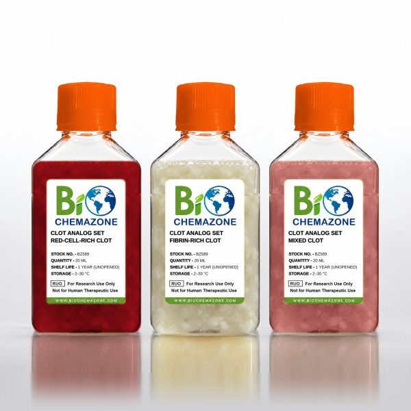 Clot Analog Set BZ589 – BioChemazone red-cell-rich, fibrin-rich and mixed clot simulants for thrombectomy device testing