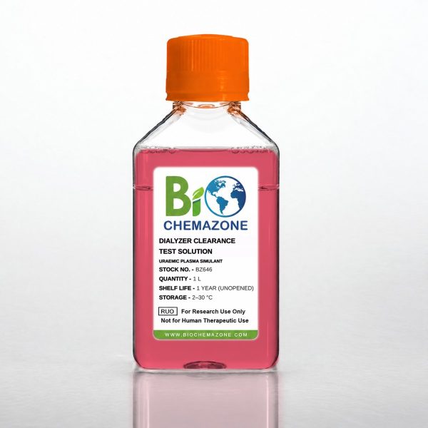 Dialyzer Clearance Test Solution BZ646 – BioChemazone ISO 8637-1 clearance solution and uraemic plasma simulant, 1 L bottle