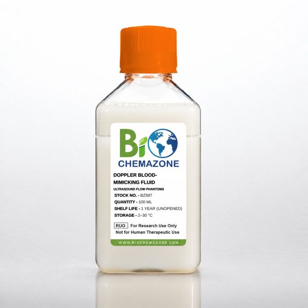 Doppler Blood-Mimicking Fluid BZ587 – BioChemazone ultrasound flow phantom test fluid, 100 mL bottle