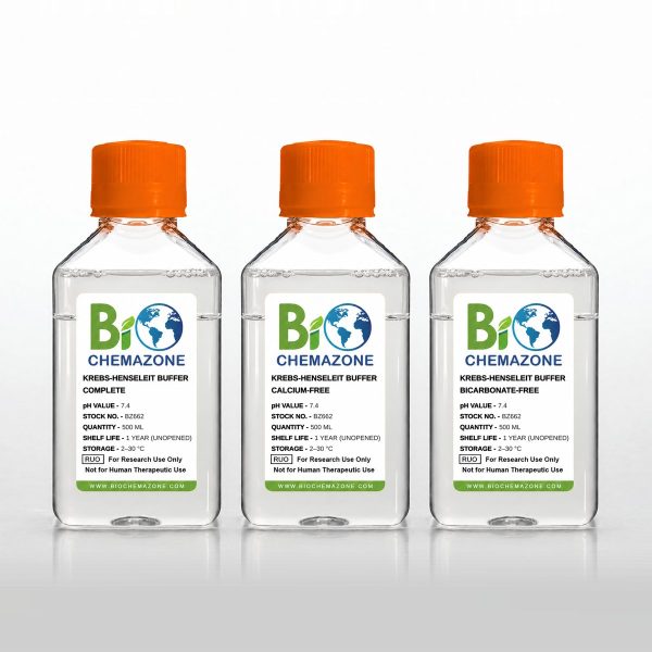 Krebs-Henseleit Buffer BZ662 – BioChemazone complete, calcium-free and bicarbonate-free organ-bath and isolated heart perfusion solutions, pH 7.4, 500 mL bottles