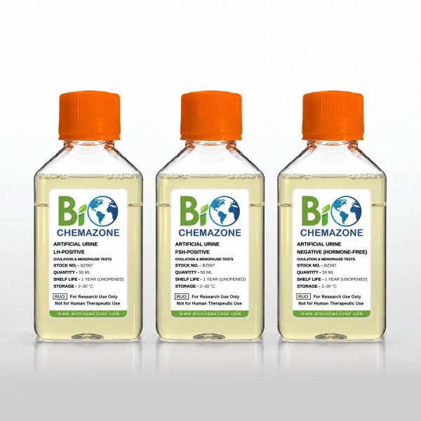 LH-Positive, FSH-Positive and Negative Artificial Urine BZ597 – BioChemazone for ovulation and menopause test development, three 50 mL bottles