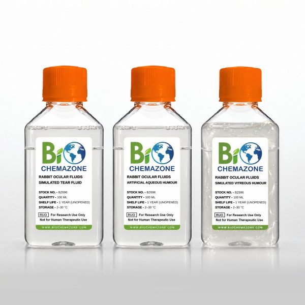 Rabbit Simulated Ocular Fluids BZ696 – BioChemazone rabbit simulated tear fluid, artificial aqueous humour and simulated vitreous humour, 100 mL bottles