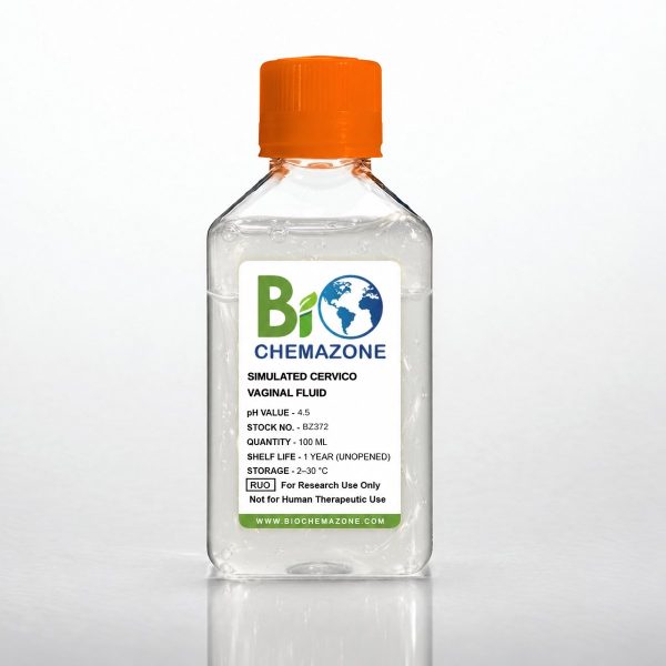 Simulated Cervico Vaginal Fluid BZ372 – BioChemazone cervico-vaginal fluid simulant pH 4.5, 100 mL bottle