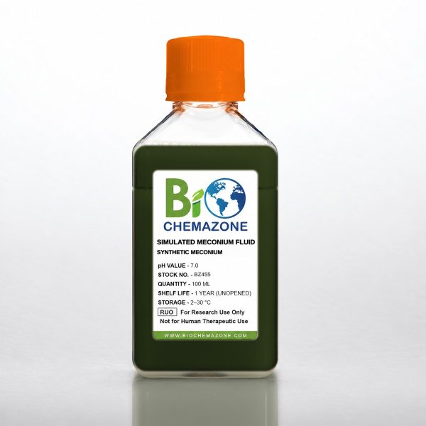 Simulated Meconium Fluid BZ455 – BioChemazone dark green synthetic meconium pH 7.0, 100 mL bottle