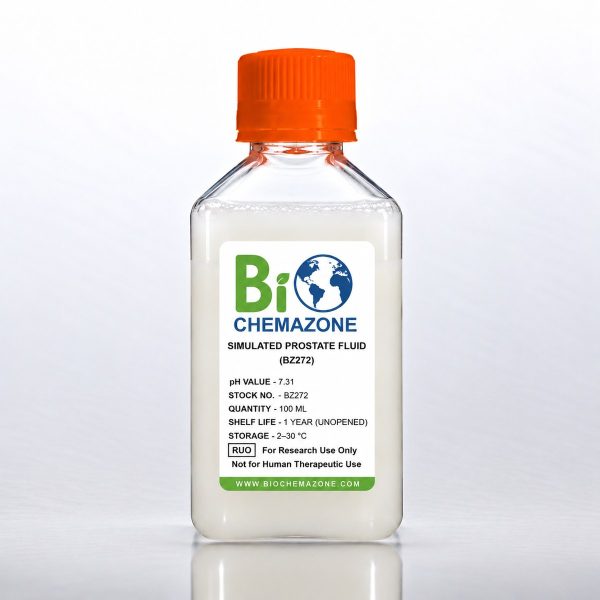 Simulated Prostate Fluid BZ272 – BioChemazone artificial prostate fluid pH 7.31, 100 mL bottle