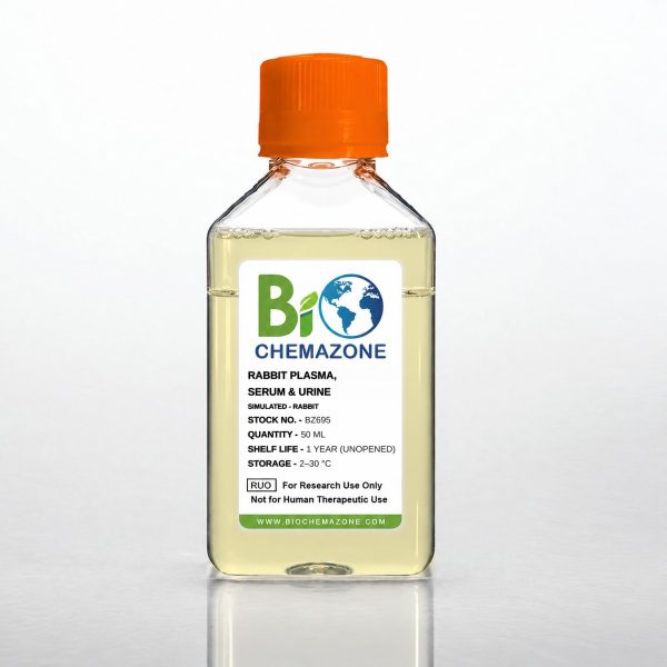 Simulated Rabbit Plasma, Serum and Urine BZ695 – BioChemazone rabbit surrogate matrices for bioanalysis, 50 mL bottle