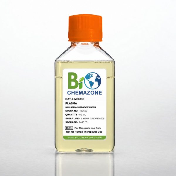 Simulated Rat and Mouse Plasma BZ693 – BioChemazone rodent plasma surrogate matrix for bioanalysis, 50 mL bottle