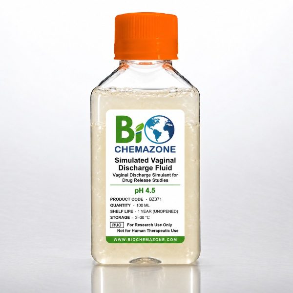 Simulated Vaginal Discharge Fluid BZ371 – BioChemazone vaginal discharge simulant pH 4.5, 100 mL bottle