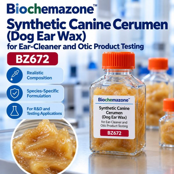 Synthetic Canine Cerumen BZ672 – BioChemazone standardised dog ear wax, soft semi-solid, for ear-cleaner and otic product testing