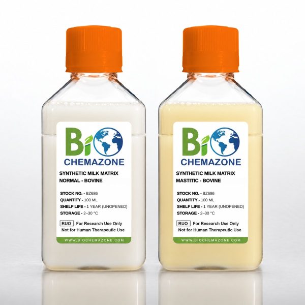 Synthetic Milk Matrix and Simulated Mastitic Milk BZ686 – BioChemazone bovine milk simulant for residue tests and mastitis sensors, 2 bottles