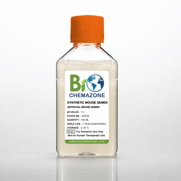 Synthetic Mouse Semen BZ536 – BioChemazone artificial mouse seminal fluid pH 7.3, 100 mL bottle
